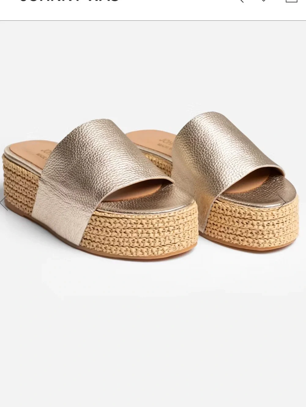 Johnny Was Metallic Gold Platform Slide Sandals